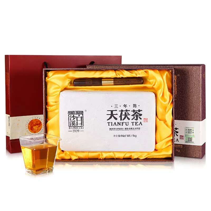 白沙溪安化黑茶 三年陈天茯茶1000g 湖南特产茶叶
