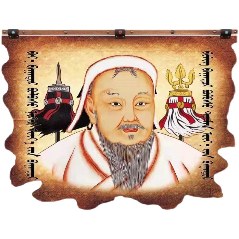 蒙古族新款彩绘皮革皮画民族特色酒店餐厅蒙古包装饰品墙画包邮