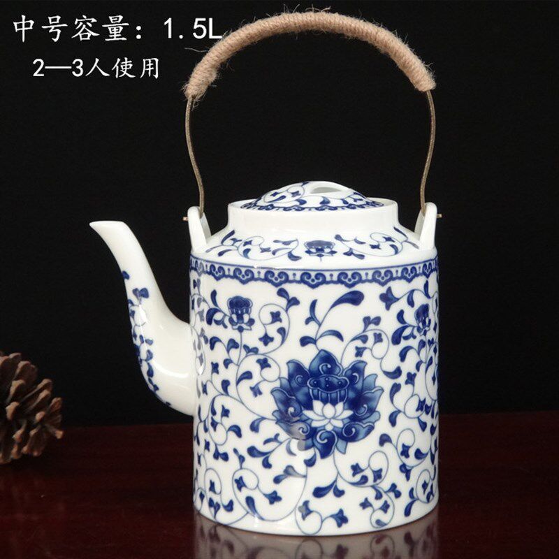 景德镇高档陶瓷提梁壶 家用凉 开水壶大容量仿古茶具铜提手带滤网