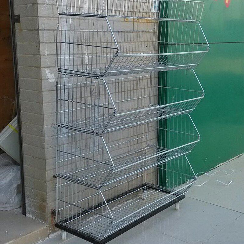 电镀超市斜口篮货架便利店零食食品面包饮料展示架玩具置物架叠笼