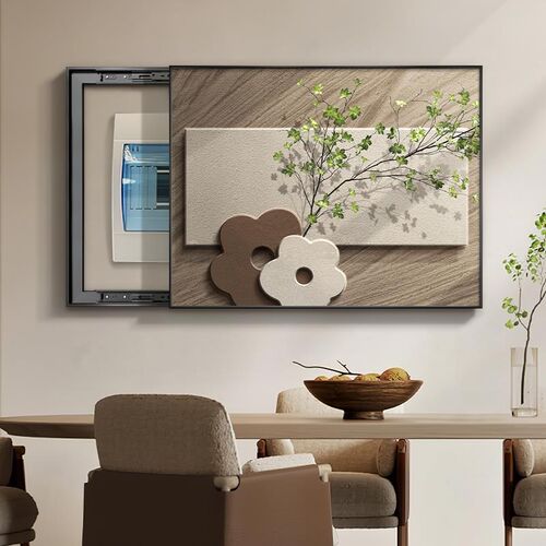 网红侘寂风电表箱装饰画现简约挂配电箱电代闸盒遮挡画绿植弱电箱