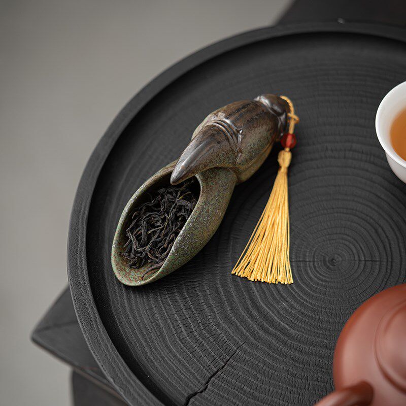 记今朝《鱼化龙》茶则陶瓷茶道用品配件茶荷功夫茶具茶艺赏茶