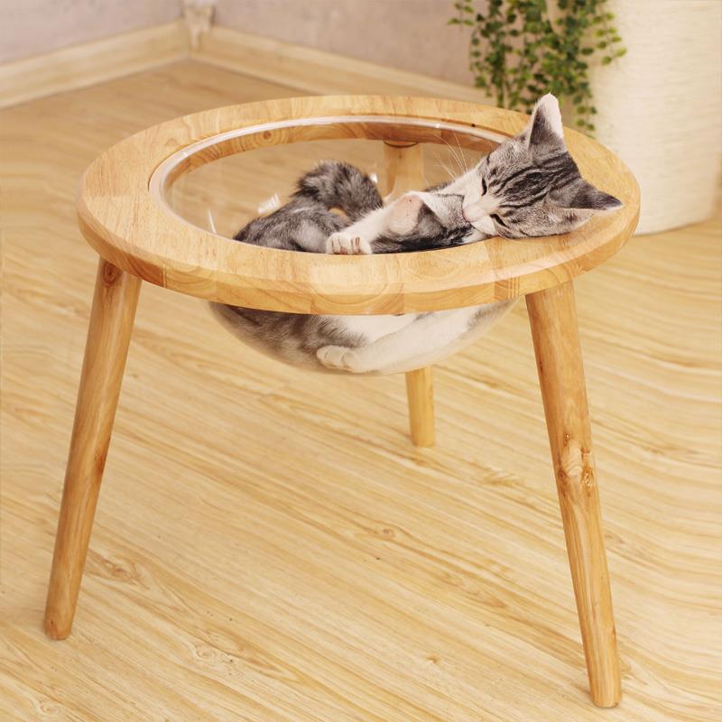 实木小型猫爬架猫窝猫树一体透明太空舱猫床猫抓架猫咪耐抓剑麻柱
