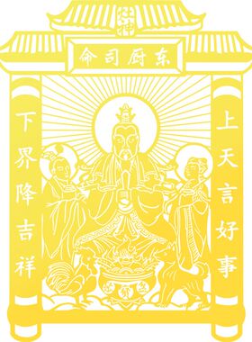 2024年灶王爷厨房贴九天东厨司命灶君灶神贴纸家居装饰墙面金属贴