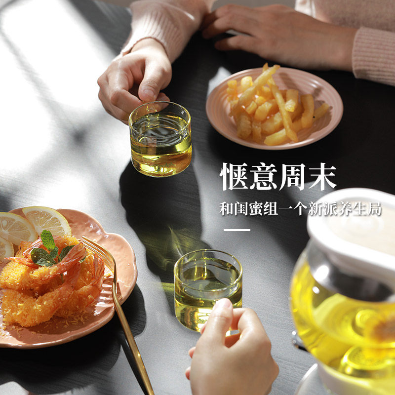 鸣盏 品茗杯透明玻璃加厚耐热小茶杯带把杯茶具茶盏花茶杯4只装