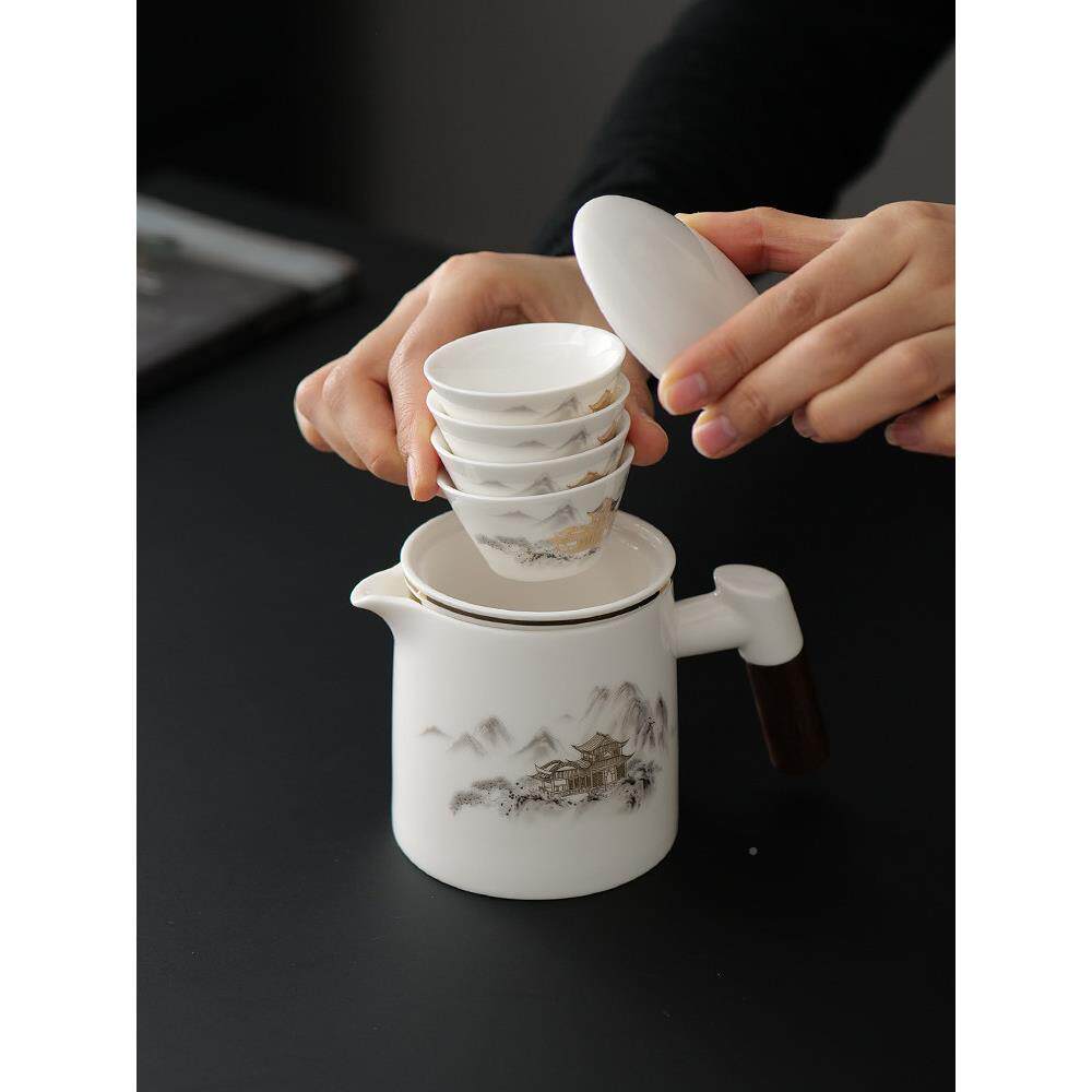 旅行脂具羊玉套茶装户外便式露营喝茶装备陶携瓷办公VOL室功夫泡