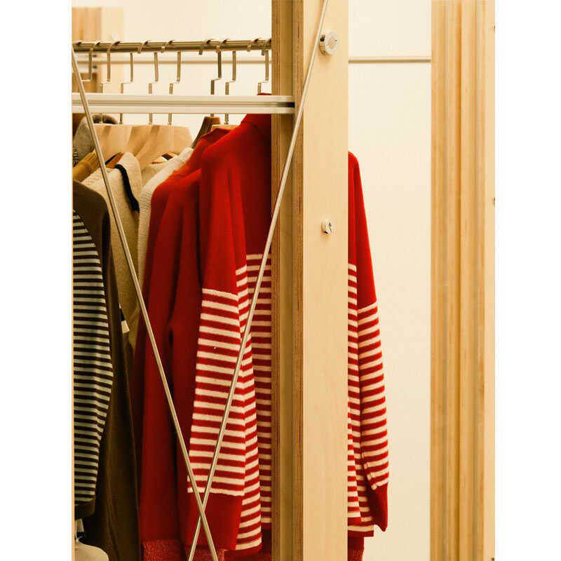 服装店展示架落地式陈列架不锈钢桦木海洋板中岛架童装店挂衣架子