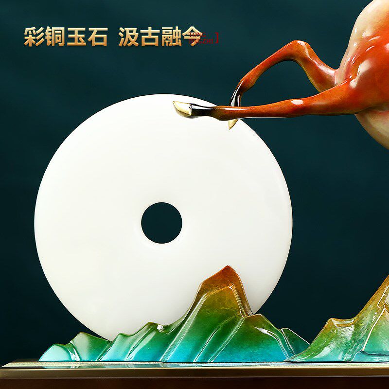 福禄平安铜鹿摆件平安扣客厅入户玄关电视柜装饰品搬新家乔迁礼物