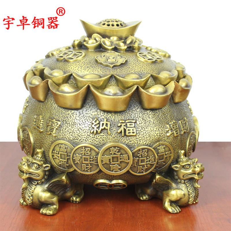 宇卓铜器 纯铜聚宝盆貔貅元宝聚宝盆黄铜聚宝盆工艺品摆饰