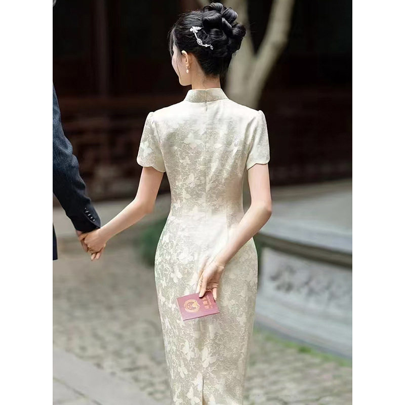 2026新款晚礼服女春秋领证中式旗袍订婚连衣裙平时可穿香槟色长款