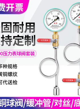 压力表Y100水压表气压表不锈钢缓冲管球阀配件套装地暖消防管道压
