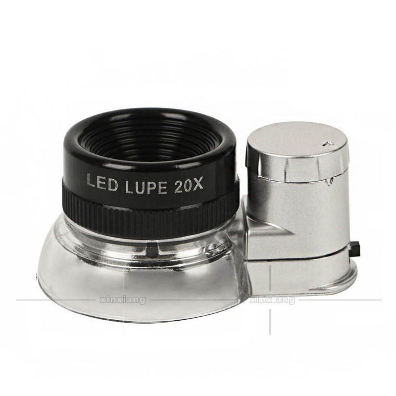 沪镜手持式6个LED灯20倍珠宝鉴定放大镜带led灯高清塑料1000玻璃