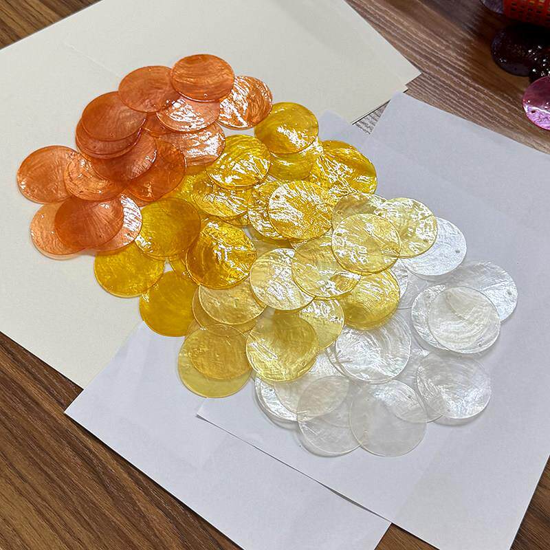 高品质 彩色双孔贝壳片贝母片云母片镜贝片门帘风铃diy制作材料