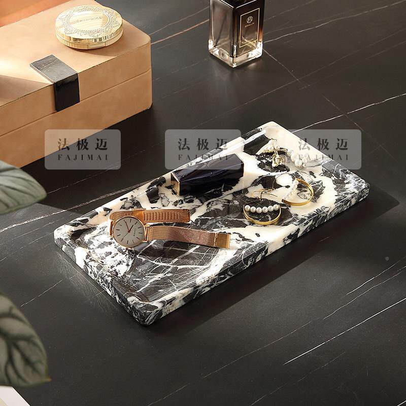 天然洗大理石奢石托卫盘摆件生间洗手台漱品毛巾香薰置DFB物收用