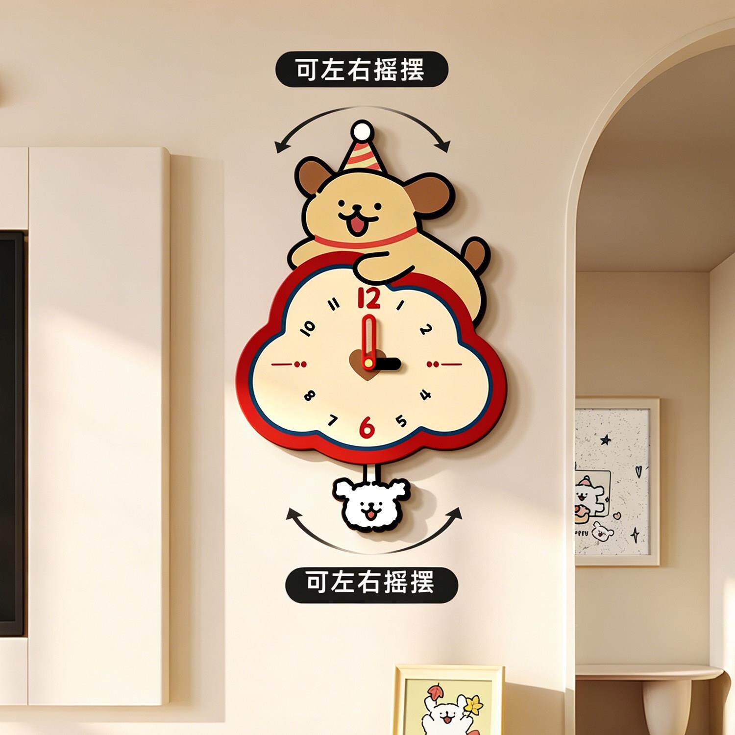 意挂钟YYV12598表客挂墙20厅2创6新款网红静时钟音家用儿童房间布