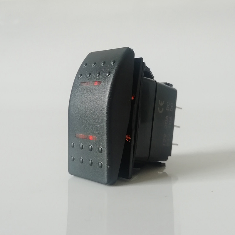 汽车改装开关三档自锁带灯12V24V通用房车船型翘板双黄光按键3挡
