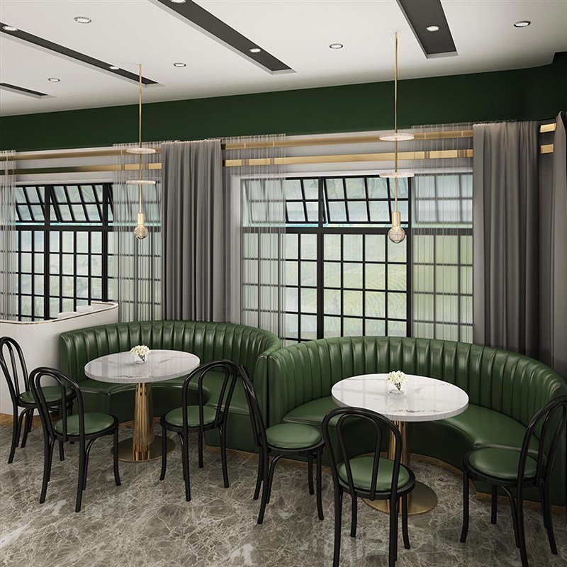 咖啡厅桌椅组合 奶茶店面馆餐椅餐厅工业风铁艺卡座沙发 餐饮家具