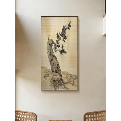 田钰新中式手绘刺绣挺拔苍松大画售楼部大堂挂画商场装饰画玄关画