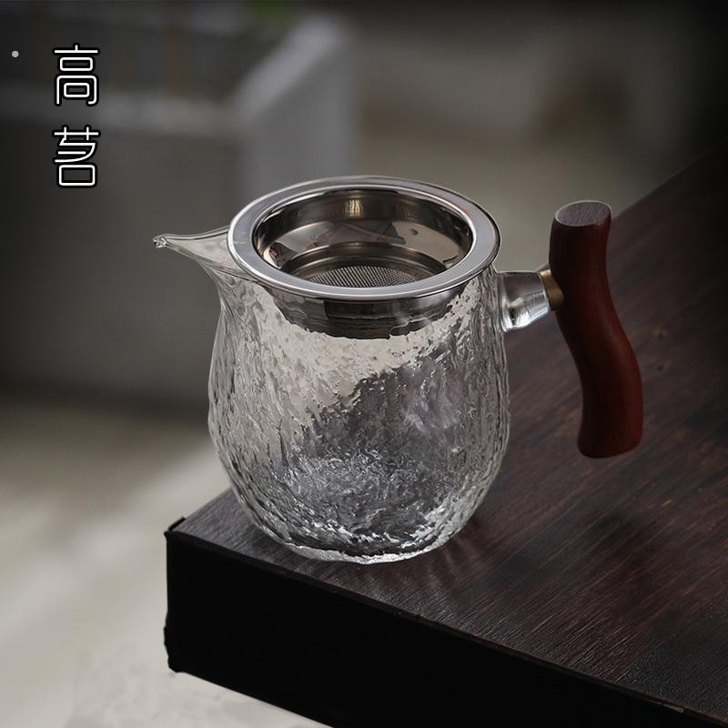 111加厚玻璃公道杯茶漏一体带过滤分茶器茶滤套装带手柄耐热公杯