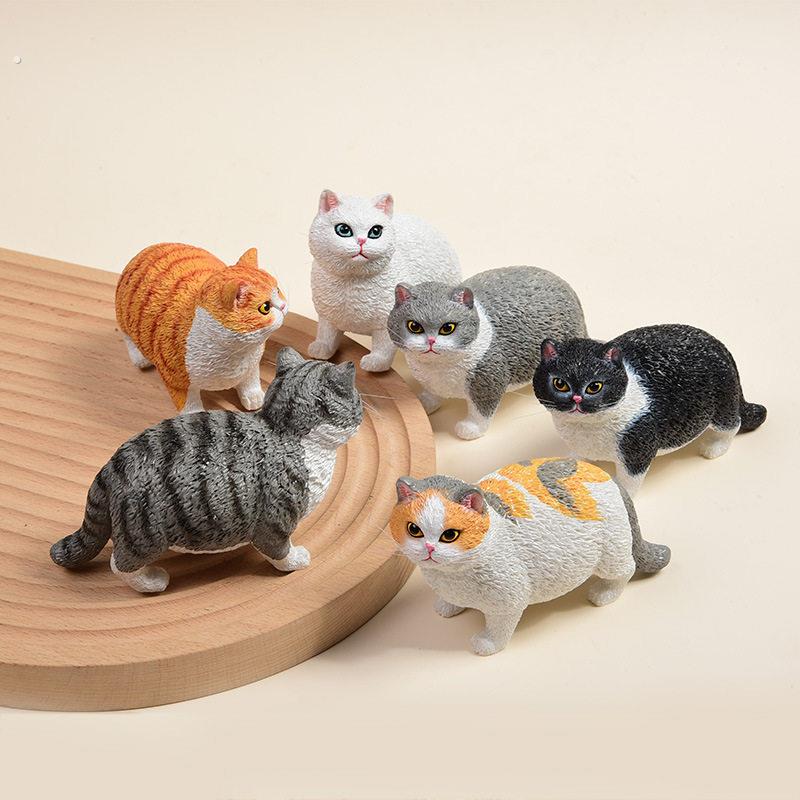 小肥猫仿真猫咪桌面萌宠摆件创意树脂工艺品摆设宠物猫橘白黑