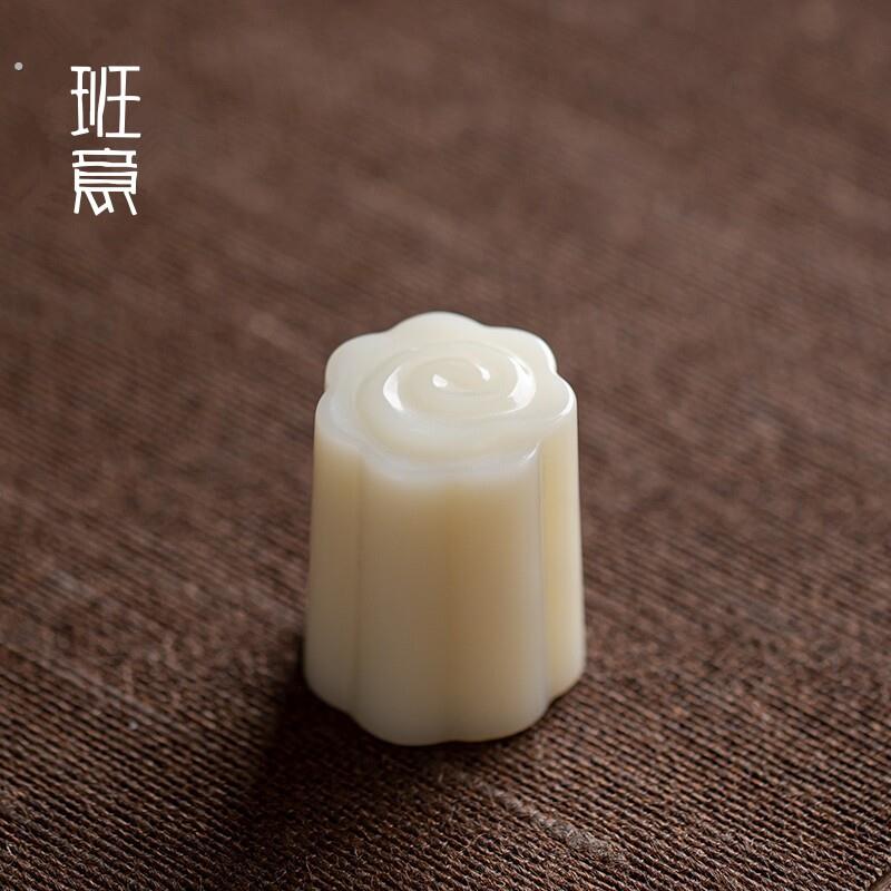 班意祥云琉璃玉石实心盖置紫砂壶盖子架家用茶壶陶瓷盖托茶道配件