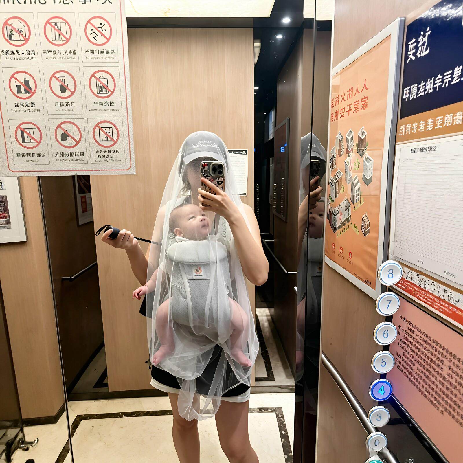 宝妈带娃神器!小月龄宝宝防蚊网纱罩婴儿外出防叮咬折叠便携面罩