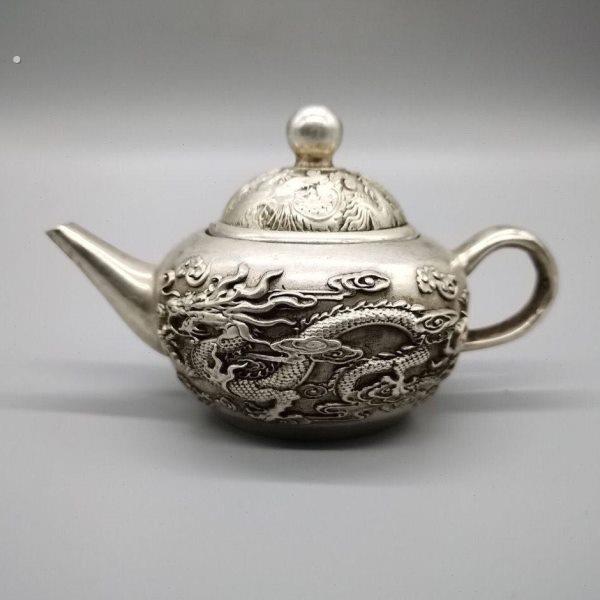 铜器白铜龙凤纯铜酒壶手把壶水壶老铜壶乾隆年制仿古家居装饰品