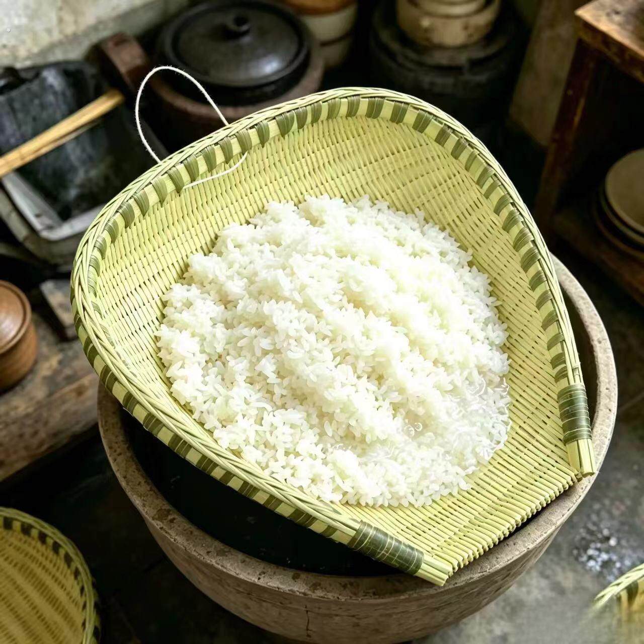 竹编筲箕簸箕厨房家用制品淘米沥水洗菜晾晒收纳筐手工精品竹青皮