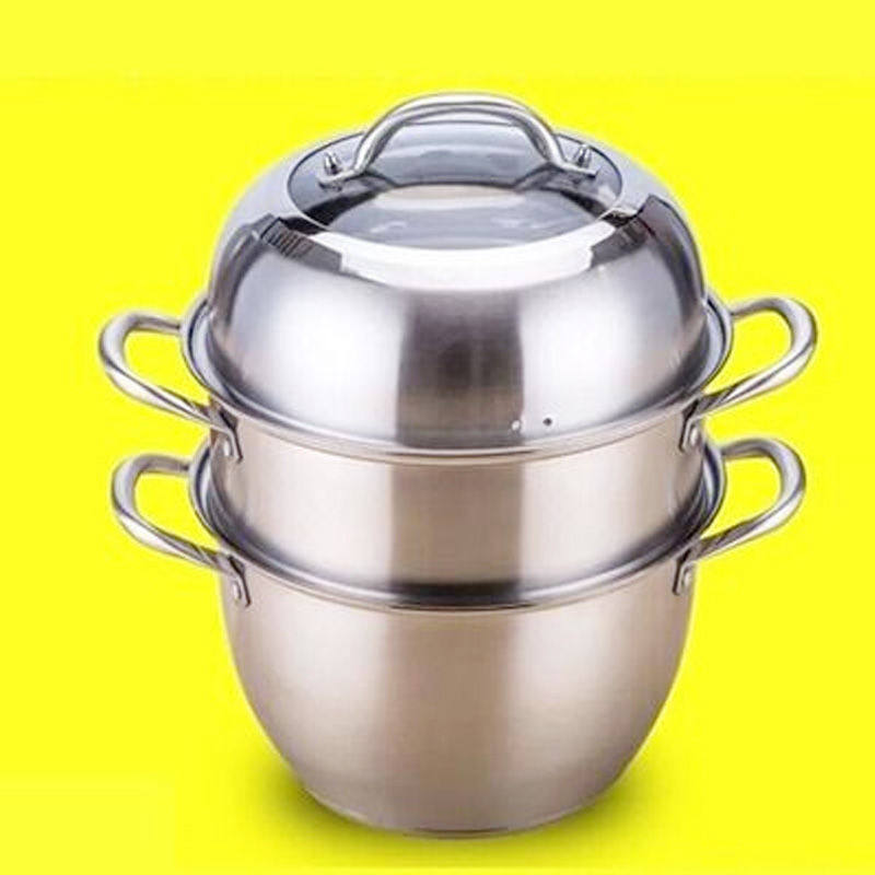 德国工艺二层三层加厚不锈钢蒸锅磨砂款26cm28cm30cm32cm34cm36cm