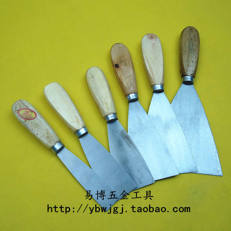 低价木柄油灰刀1寸 1.5寸 2寸 2寸半 4寸油灰刀 5寸塑料柄铲刀