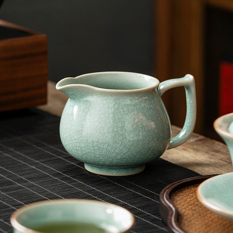 汝窑公道杯开片冰花公杯家用功夫茶陶瓷分茶器高档匀杯茶具配件