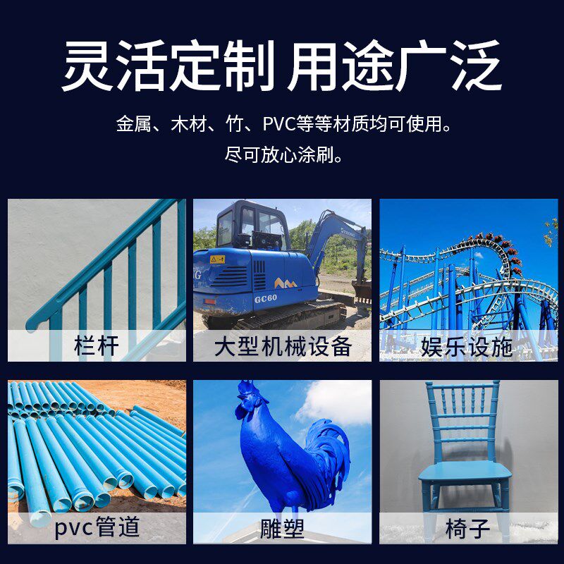 蓝色2K汽车油漆桶装成品汽车漆专用翻新喷漆星空天青蓝防锈金属漆