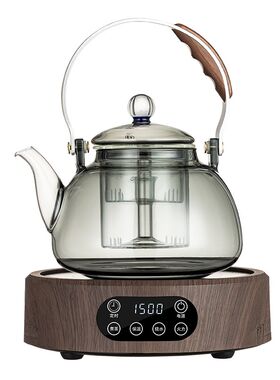 2024新款加厚玻璃提梁煮茶壶煮茶器电陶炉套装烧水泡茶喷淋式家用