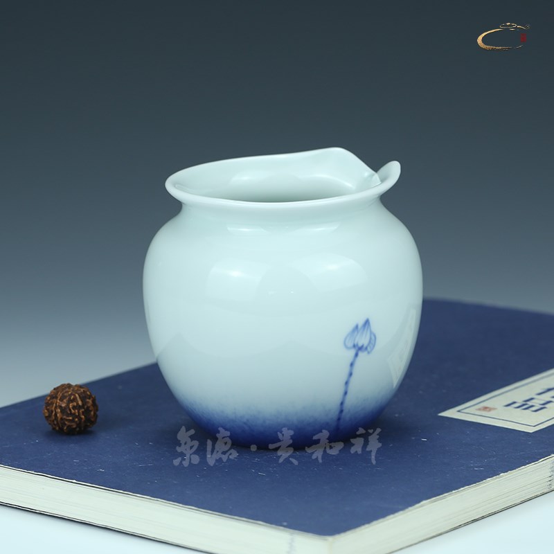 贵和祥人气青花莲花陶瓷景德镇手绘功夫茶具茶海公道杯茶道配件