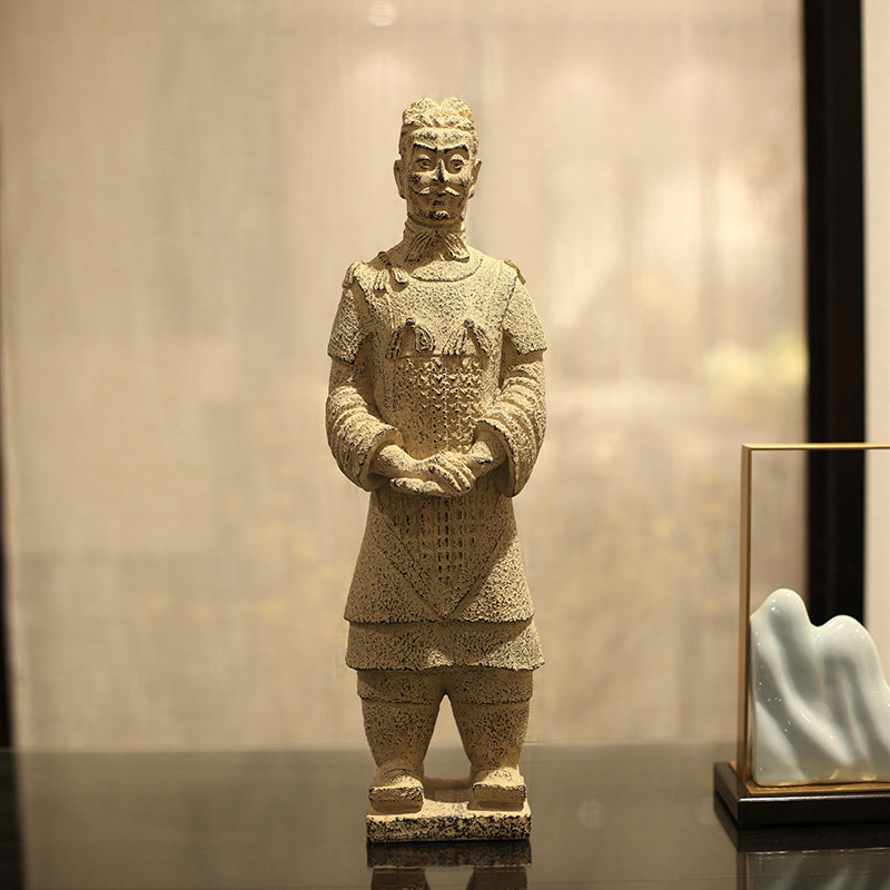 新中式秦俑摆件仿古特色艺术工艺品博古架客厅书房桌面装饰兵马俑