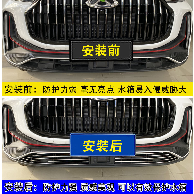 23款瑞虎7plus中网外观改装配件 前脸格栅专用防虫网汽车装饰亮条