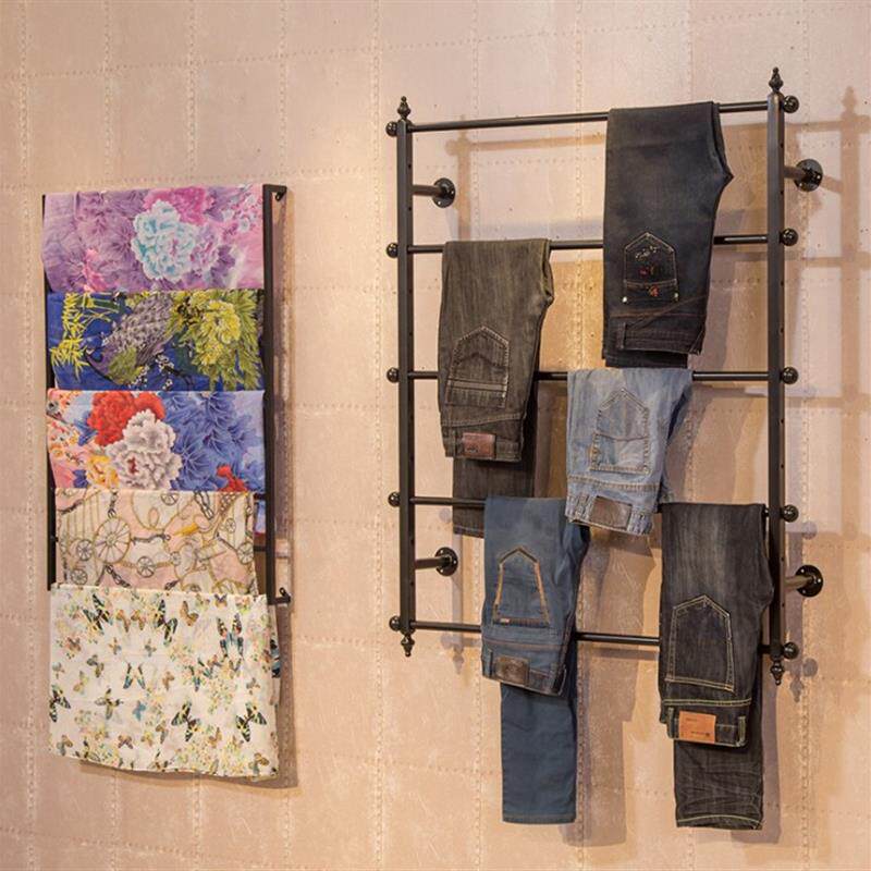 铁艺女服装店丝巾架子围巾展示架上墙裤架毛巾道具货架布料面料架