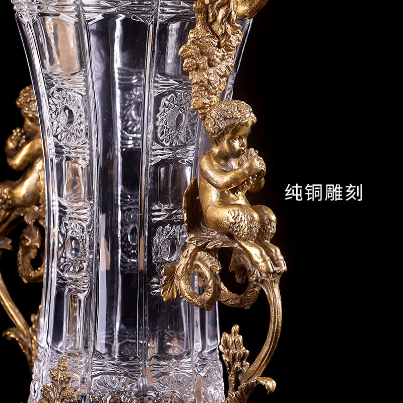 欧式水晶玻璃花瓶奢华天使美式装饰品家居花插轻奢玄关餐厅摆设瓶