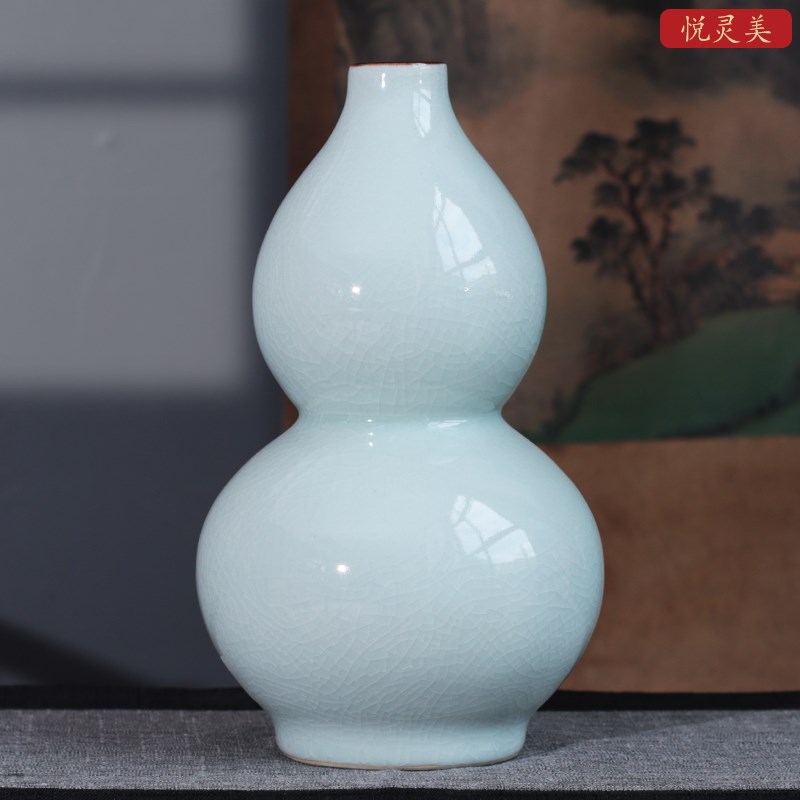 中式冰裂釉陶瓷花瓶景德镇瓷器摆件插花客厅书房玄关博古架装饰品