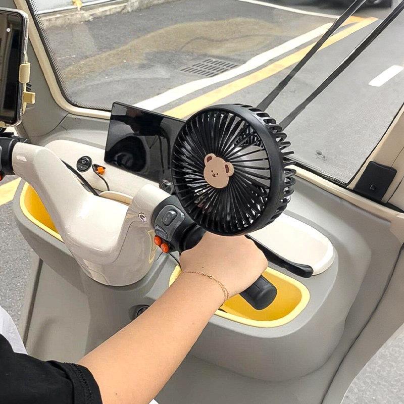 三轮车风扇可充电小型电风扇封闭电动汽车四轮车失速通用大风改装