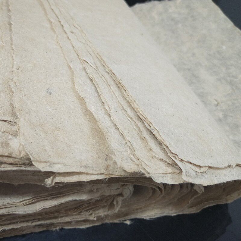 麻纸纯手工宣纸 麻纸半生熟毛边纸构树皮纸作旧复古宣纸