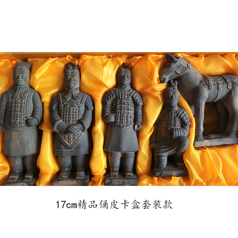 精品黑色陶俑五件套兵马俑彩绘套装摆件西安纪念品陕西特色小礼品
