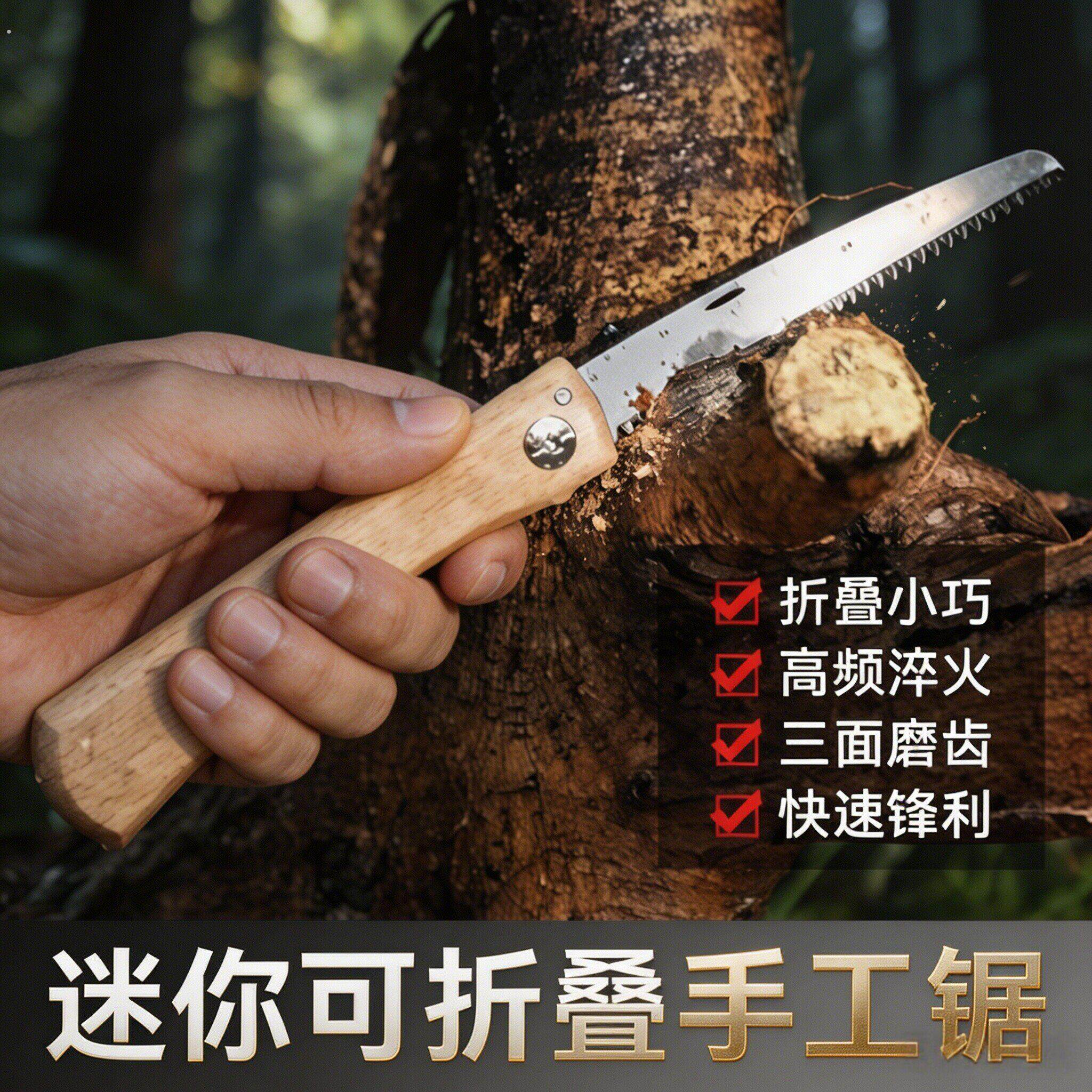 迷你小锯子可折叠家用小型手持手拉锯木工锯神器锯子袖珍手锯便携