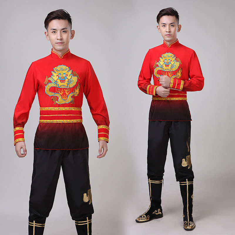 2022新款打鼓服演出服杂技男舞龙表演鼓手秧歌舞蹈中国风打鼓服装