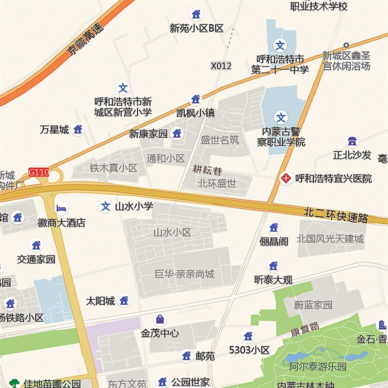 2021新款呼和浩特市城区地图办公室挂图高清防水墙壁装饰推荐定制