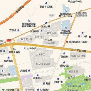 2021新款呼和浩特市城区地图办公室挂图高清防水墙壁装饰推荐定制