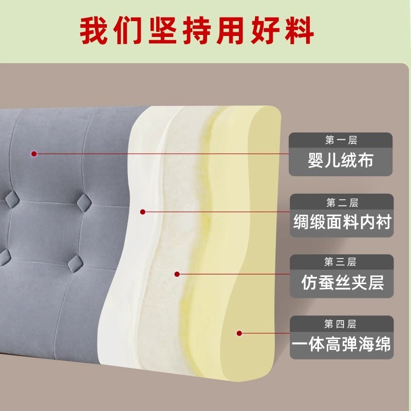 2026新品婴儿绒S护腰牀头靠垫榻榻米无牀头自立不倒不用粘可拆洗