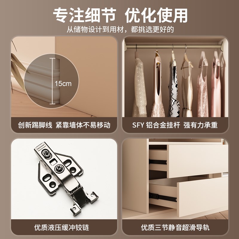 定制法式复古风黑色衣柜家用卧室美式衣帽间实木组合衣橱一门到顶