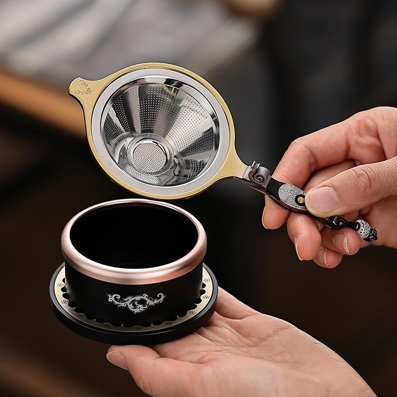 茶漏网大马士革钢茶滤器创意功夫茶具配件茶隔茶叶过滤网高档