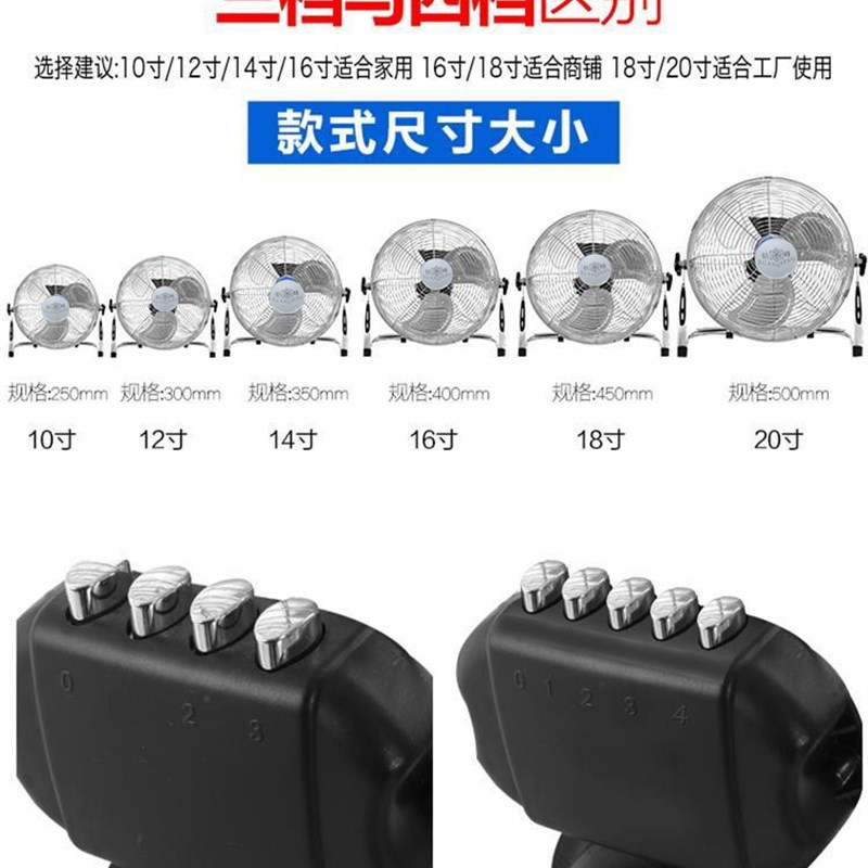 钻峰工业扇趴地扇强力大功率电风扇落爬地扇大风力家用商用电风扇